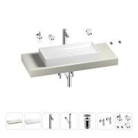Раковина 75 см со столешницей 120 см Wellsee Pure BY Wellsee 201011671 в наборе 10 в 1: столешница, раковина, высокий смеситель, сифон, выпуск, кран-вентили, аксессуары (цвет хром)