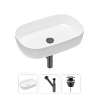 Комплект 3 в 1 Lavinia Boho Bathroom Sink 21520092: накладная фарфоровая раковина 54 см, металлический сифон, донный клапан
