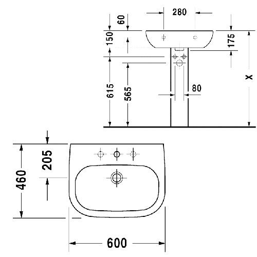 Раковина подвесная Duravit D-Code 60x46 23106000002
