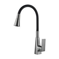 Смеситель для кухни с гибким изливом Shevanik S543T-3, оружейная сталь/черный