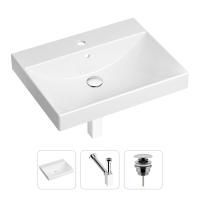 Комплект 3 в 1 Lavinia Boho Bathroom Sink 21520557: врезная фарфоровая раковина 60 см, металлический сифон, донный клапан