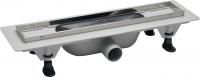 Пластиковый сливной канал PlastBrno Design 5 SZE5650 с решеткой и рамкой из нержавеющей стали 5, L=655 мм, мокрый затвор