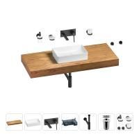 Раковина 42 см со столешницей 120 см Wellsee Pure BY Wellsee 201010932 в наборе 9 в 1: столешница, раковина, встраиваемый смеситель, сифон, выпуск, аксессуары (цвет набора матовый черный)
