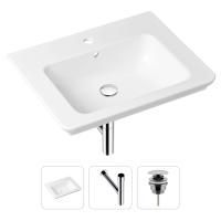 Комплект 3 в 1 Lavinia Boho Bathroom Sink 21520404: врезная фарфоровая раковина 60 см, металлический сифон, донный клапан
