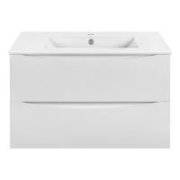 Тумба Vincea Mia 800 подвесная, 2 выкатных ящика soft close, G.White с умывальником VBS-13980 керамическая, цвет белый