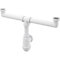 Сифон для сдвоенной мойки Alcaplast с накидными гайками 6/4", A448-DN50/40