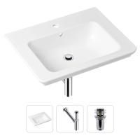 Комплект 3 в 1 Lavinia Boho Bathroom Sink 21520413: врезная фарфоровая раковина 60 см, металлический сифон, донный клапан