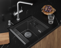 Мойка для кухни Granula Kitchen Space Rinzer 5505RU черный, 55х45 см, прямоугольная