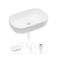 Комплект 3 в 1 Lavinia Boho Bathroom Sink 21520043: накладная фарфоровая раковина 54 см, металлический сифон, донный клапан