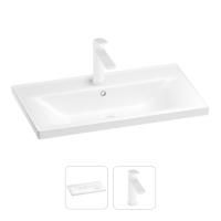 Раковина для ванной Wellsee FreeDom 201000850 в наборе 2 в 1: прямоугольная раковина белого глянцевого цвета, смеситель в цвете матовый белый