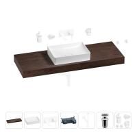 Раковина 50 см со столешницей 140 см Wellsee Pure BY Wellsee 201011510 в наборе 9 в 1: столешница, раковина, встраиваемый смеситель, сифон, выпуск, аксессуары (цвет набора матовый белый)