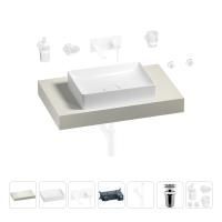 Раковина 50 см со столешницей 80 см Wellsee Pure BY Wellsee 201011090 в наборе 9 в 1: столешница, раковина, встраиваемый смеситель, сифон, выпуск, аксессуары (цвет набора матовый белый)