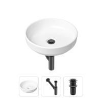 Комплект 3 в 1 Lavinia Boho Bathroom Sink 21520199: накладная фарфоровая раковина 40 см, металлический сифон, донный клапан