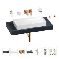 Раковина 75 см со столешницей 100 см Wellsee Pure BY Wellsee 201011584 в наборе 9 в 1: столешница, раковина, встраиваемый смеситель, сифон, выпуск, аксессуары (цвет набора розовое золото)