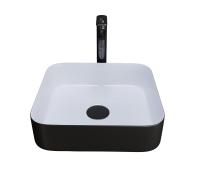 Раковина Grossman GR-4042BW 385x385x140 черная белая внутри