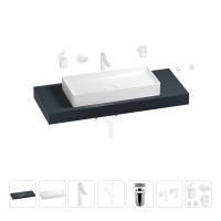 Раковина 75 см со столешницей 120 см Wellsee Pure BY Wellsee 201011700 в наборе 10 в 1: столешница, раковина, высокий смеситель, сифон, выпуск, кран-вентили, аксессуары (цвет матовый белый)