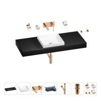 Раковина 40 см со столешницей 120 см Wellsee Doux 201009389 в наборе 9 в 1: столешница, раковина, встраиваемый смеситель, сифон, донный клапан, аксессуары (цвет набора розовое золото)