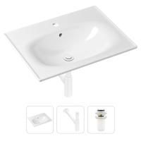 Комплект 3 в 1 Lavinia Boho Bathroom Sink 21520475: врезная фарфоровая раковина 60 см, металлический сифон, донный клапан