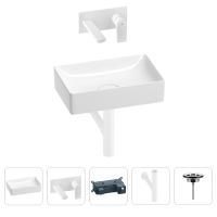 Раковина для ванной Wellsee Pure BY Wellsee 201002565 в наборе 4 в 1: раковина белого глянцевого цвета, встраиваемый смеситель, сифон, выпуск (цвет набора матовый белый)