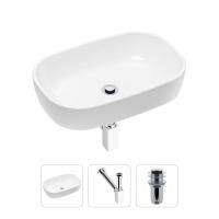Комплект 3 в 1 Lavinia Boho Bathroom Sink 21520015: накладная фарфоровая раковина 54 см, металлический сифон, донный клапан