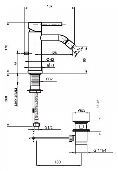 Смеситель для биде Webert Elio EL840102560, черный
