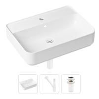 Комплект 3 в 1 Lavinia Boho Bathroom Sink 21520337: накладная фарфоровая раковина 60 см, металлический сифон, донный клапан