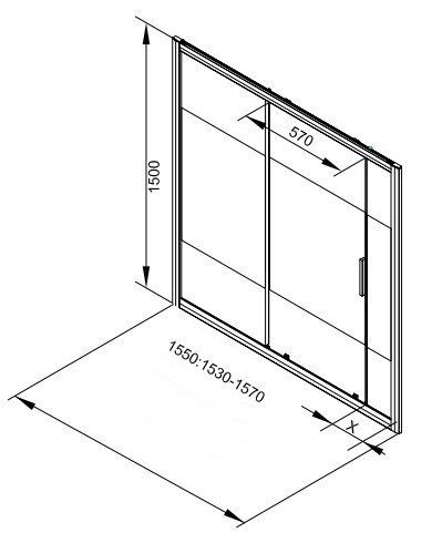 Шторка для ванны Aquanet Practic AE10-B-155H150U-CP 155, прозрачное стекло/шелкография