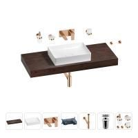 Раковина 50 см со столешницей 120 см Wellsee Pure BY Wellsee 201011384 в наборе 9 в 1: столешница, раковина, встраиваемый смеситель, сифон, выпуск, аксессуары (цвет набора розовое золото)