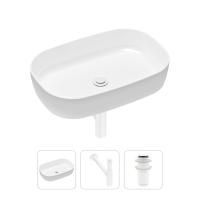 Комплект 3 в 1 Lavinia Boho Bathroom Sink 21520097: накладная фарфоровая раковина 54 см, металлический сифон, донный клапан