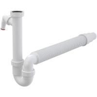 Сифон трубчатый Alcaplast с накидной гайкой 6/4", подводкой и гофрой, A83-DN50/40