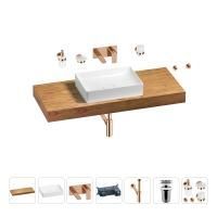 Раковина 50 см со столешницей 120 см Wellsee Pure BY Wellsee 201011364 в наборе 9 в 1: столешница, раковина, встраиваемый смеситель, сифон, выпуск, аксессуары (цвет набора розовое золото)