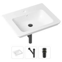 Комплект 3 в 1 Lavinia Boho Bathroom Sink 21520405: врезная фарфоровая раковина 60 см, металлический сифон, донный клапан