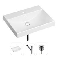 Комплект 3 в 1 Lavinia Boho Bathroom Sink 21520567: врезная фарфоровая раковина 60 см, металлический сифон, донный клапан