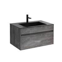 Тумба Vincea Chiara 800 подвесная, 1 выкатной ящик soft-close, G.Stone с умывальником VCB-13800G из кварца, цвет серый