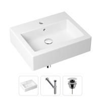 Комплект 3 в 1 Lavinia Boho Bathroom Sink 21520685: накладная фарфоровая раковина 50.5 см, металлический сифон, донный клапан
