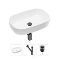 Комплект 3 в 1 Lavinia Boho Bathroom Sink 21520018: накладная фарфоровая раковина 54 см, металлический сифон, донный клапан