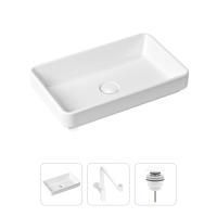Комплект 3 в 1 Lavinia Boho Bathroom Sink 21520162: накладная фарфоровая раковина 55 см, металлический сифон, донный клапан