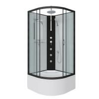 Душ.каб. NG-6709-14BKTG (1000х1000х2100)высокий поддон(45см) стекло ПРОЗРАЧНОЕ черные профиля 4 мес