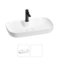 Раковина для ванной Wellsee Croquis 2.0 201000617 в наборе 2 в 1: овальная раковина белого глянцевого цвета, смеситель в цвете матовый черный