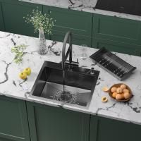 Кухонная мойка Roxen Simple 55 PVD (графит) с коландером и дозатором