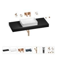 Раковина 50 см со столешницей 120 см Wellsee Pure BY Wellsee 201011424 в наборе 9 в 1: столешница, раковина, встраиваемый смеситель, сифон, выпуск, аксессуары (цвет набора розовое золото)