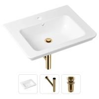Комплект 3 в 1 Lavinia Boho Bathroom Sink 21520407: врезная фарфоровая раковина 60 см, металлический сифон, донный клапан