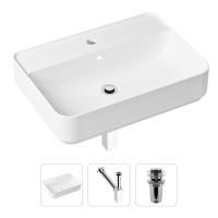 Комплект 3 в 1 Lavinia Boho Bathroom Sink 21520339: накладная фарфоровая раковина 60 см, металлический сифон, донный клапан