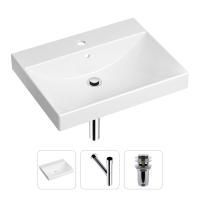 Комплект 3 в 1 Lavinia Boho Bathroom Sink 21520566: врезная фарфоровая раковина 60 см, металлический сифон, донный клапан