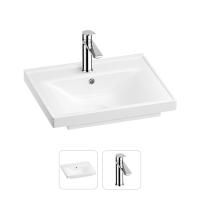 Раковина для ванной Wellsee FreeDom 201000816 в наборе 2 в 1: прямоугольная раковина белого глянцевого цвета, смеситель в цвете хром