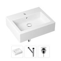 Комплект 3 в 1 Lavinia Boho Bathroom Sink 21520675: накладная фарфоровая раковина 50.5 см, металлический сифон, донный клапан