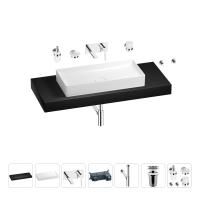Раковина 75 см со столешницей 120 см Wellsee Pure BY Wellsee 201011786 в наборе 9 в 1: столешница, раковина, встраиваемый смеситель, сифон, выпуск, аксессуары (цвет набора хром)