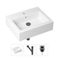 Комплект 3 в 1 Lavinia Boho Bathroom Sink 21520677: накладная фарфоровая раковина 50.5 см, металлический сифон, донный клапан