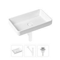 Комплект 3 в 1 Lavinia Boho Bathroom Sink 21520152: накладная фарфоровая раковина 55 см, металлический сифон, донный клапан