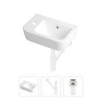 Комплект 3 в 1 Lavinia Boho One 21520744: подвесная фарфоровая раковина для туалета 37 см (отверстие под смеситель слева), металлический сифон, донный клапан